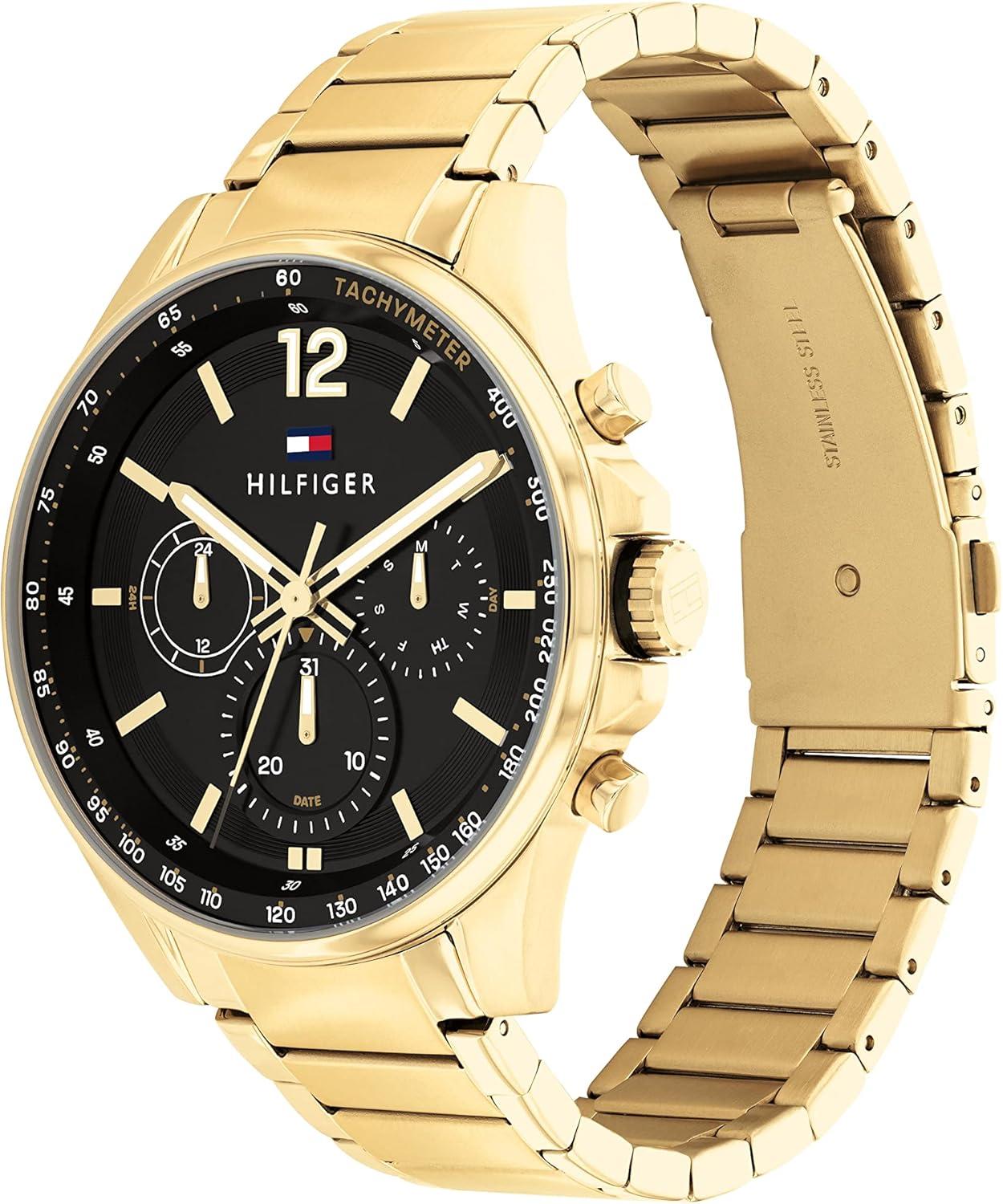 imageTommy Hilfiger Mens Multifunction Gold Ionic Plated and Link Bracelet Watch Color Gold Plated Model 1791974