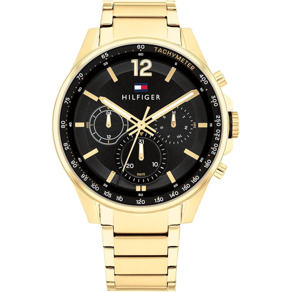 imageTommy Hilfiger Mens Multifunction Gold Ionic Plated and Link Bracelet Watch Color Gold Plated Model 1791974