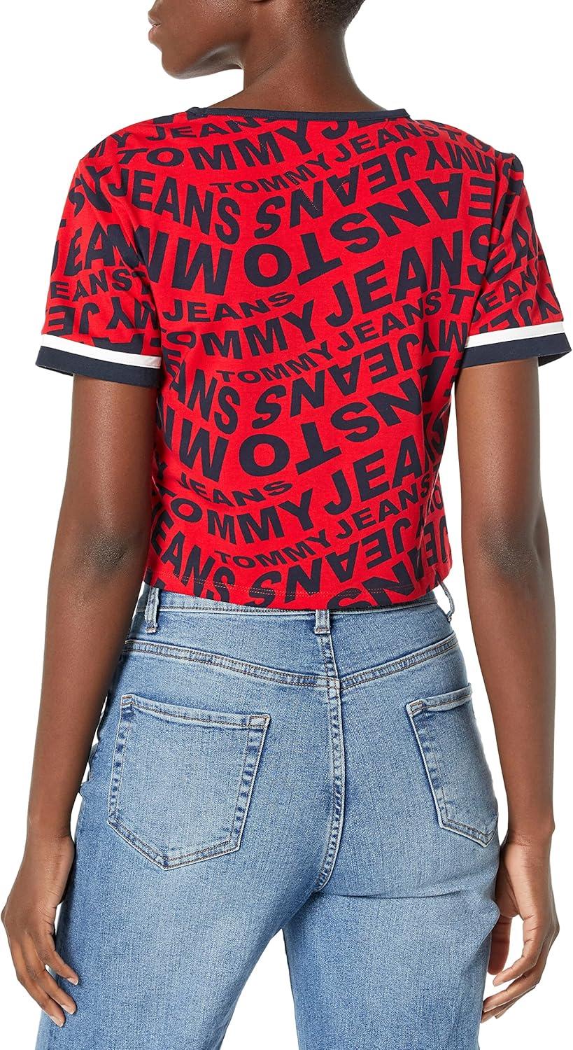 imageTommy Hilfiger Womens Cropped Warp Graph TeeScarletSky Captain