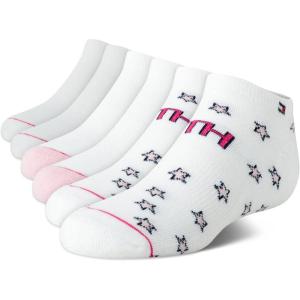 Tommy Hilfiger Unisex Kids’ Athletic Socks – Cotton Blend Low Cut Ankle Socks (Boys/Girls, 6 Pack)(White/Pink)