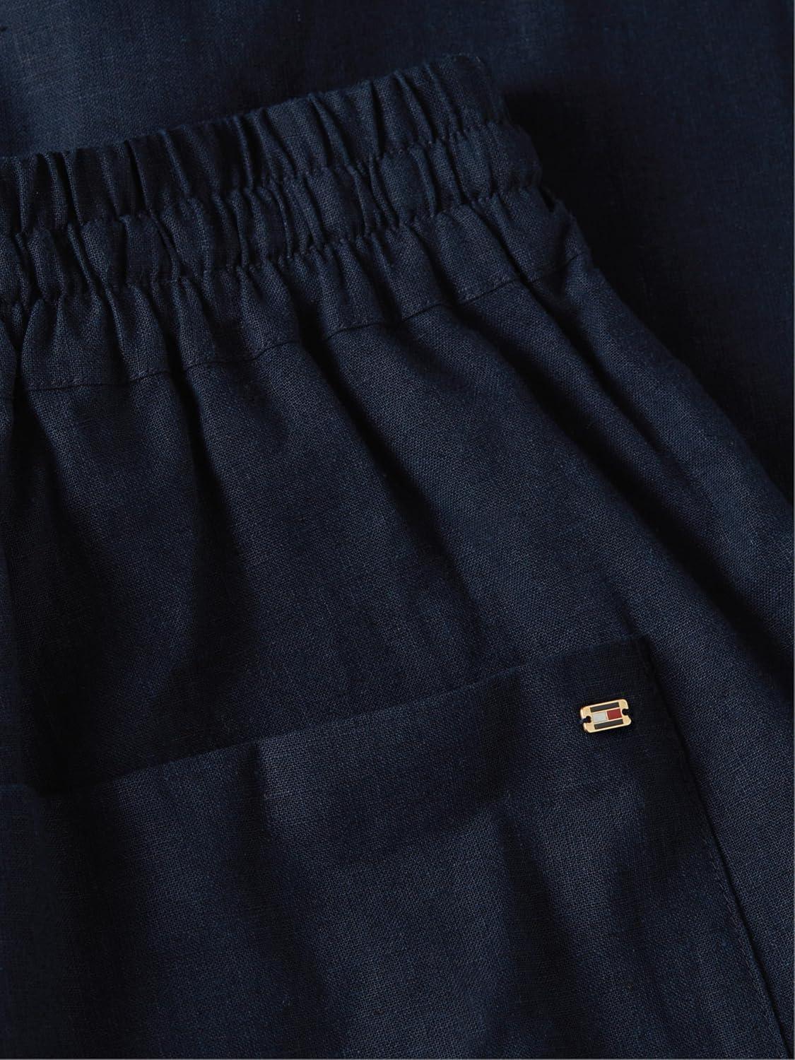 imageTommy Hilfiger Womens Linen Pants Wide Leg Casual Pants with PocketsDark Night Navy