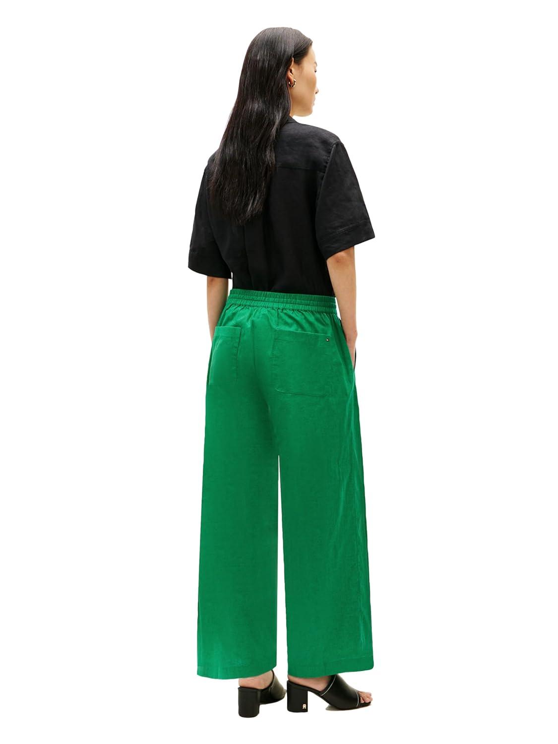 imageTommy Hilfiger Womens Linen Pants Wide Leg Casual Pants with PocketsJade Wink