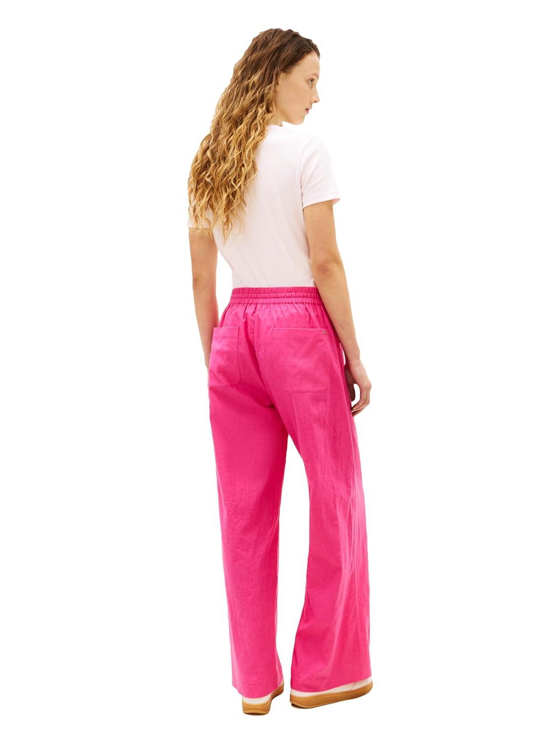 imageTommy Hilfiger Womens Linen Pants Wide Leg Casual Pants with PocketsPink Perfection