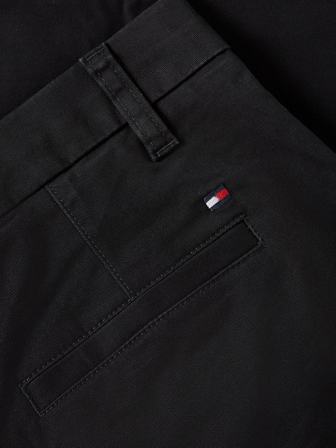 imageTommy Hilfiger Womens Twill Slim Chino Pants with Stretch Mid Rise Ankle PantsBlack