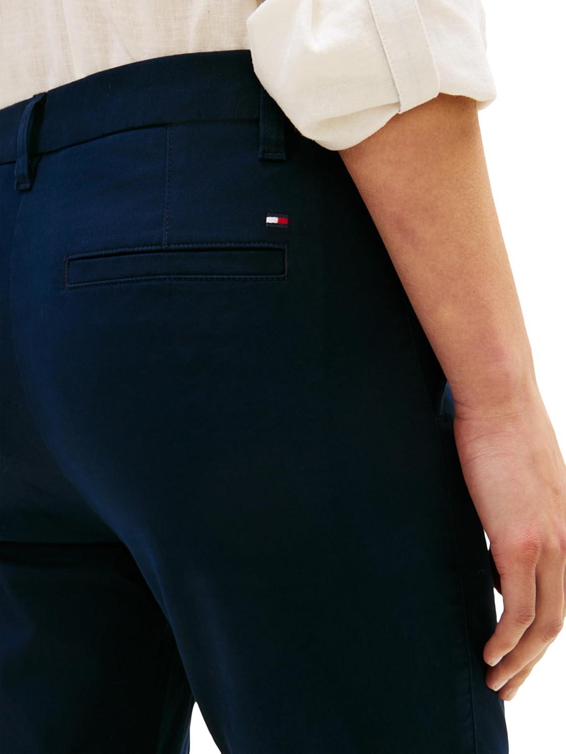 imageTommy Hilfiger Womens Twill Slim Chino Pants with Stretch Mid Rise Ankle PantsDark Night Navy
