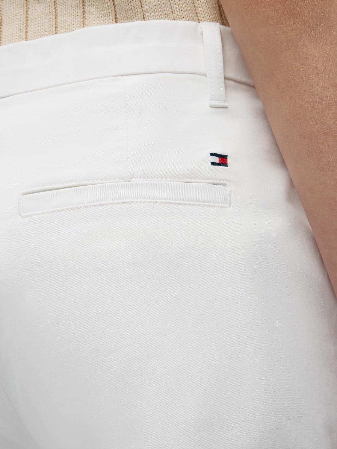 imageTommy Hilfiger Womens Twill Slim Chino Pants with Stretch Mid Rise Ankle PantsEcru