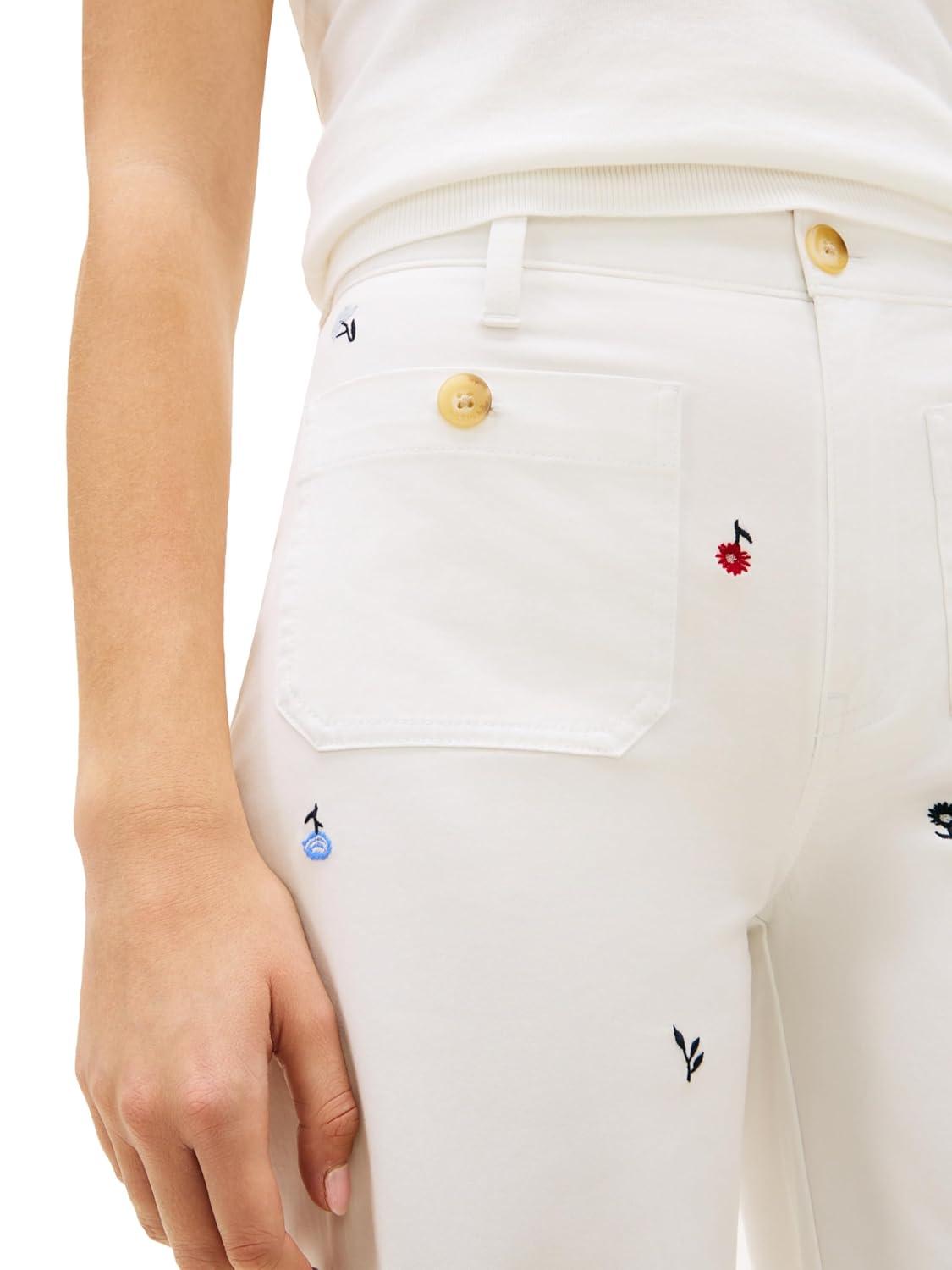 imageTommy Hilfiger Womens Twill Straight Chino Pants with Stretch Mid Rise Ankle PantsEcru