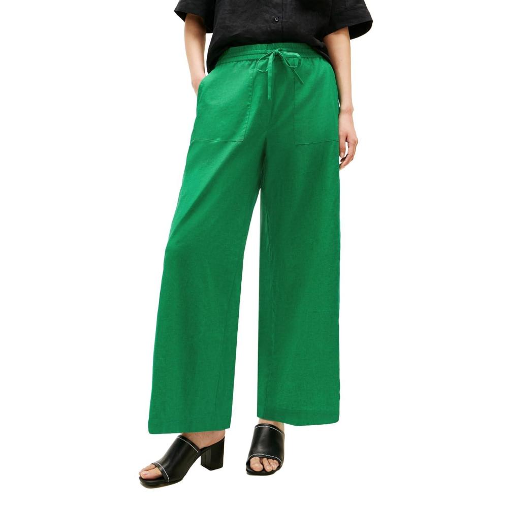 imageTommy Hilfiger Womens Linen Pants Wide Leg Casual Pants with PocketsJade Wink
