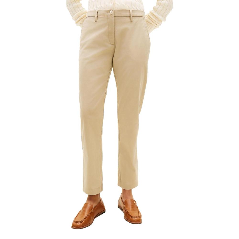 imageTommy Hilfiger Womens Twill Slim Chino Pants with Stretch Mid Rise Ankle PantsBeige