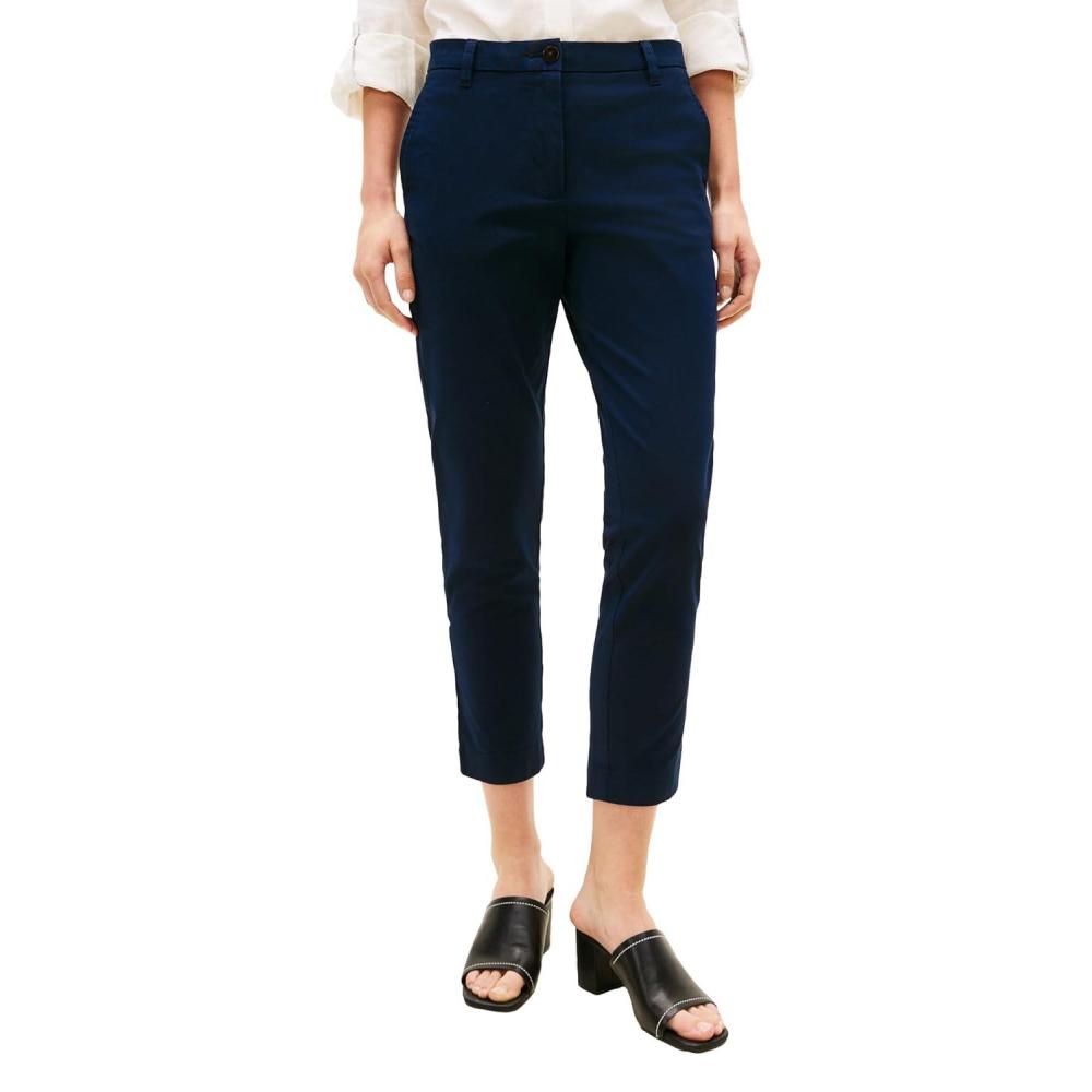 imageTommy Hilfiger Womens Twill Slim Chino Pants with Stretch Mid Rise Ankle PantsDark Night Navy