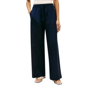 Tommy Hilfiger Womens Linen Pants Wide Leg Casual Pants with Pockets(Dark Night Navy)