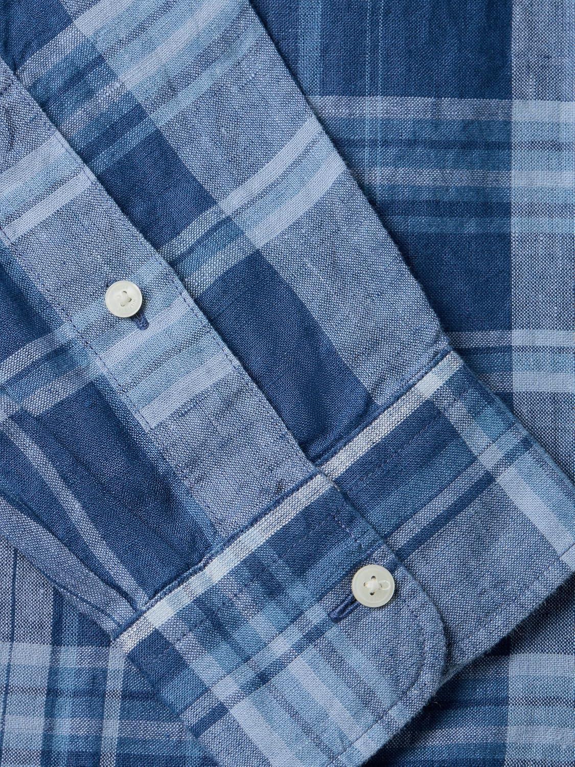 imageTommy Hilfiger Mens Long Sleeve Casual Linen Button Down Shirts in Regular FitBrisk Blue Check