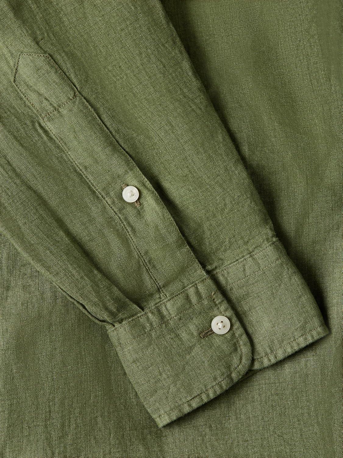 imageTommy Hilfiger Mens Long Sleeve Casual Linen Button Down Shirts in Regular FitDark Artichoke