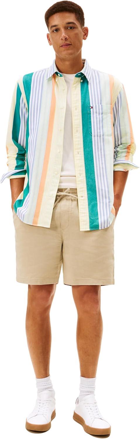 imageTommy Hilfiger Mens Long Sleeve Oxford Shirts in Regular Fit Mens Button Down Shirts Also Available in Big and TallCitronella Multi Stripe