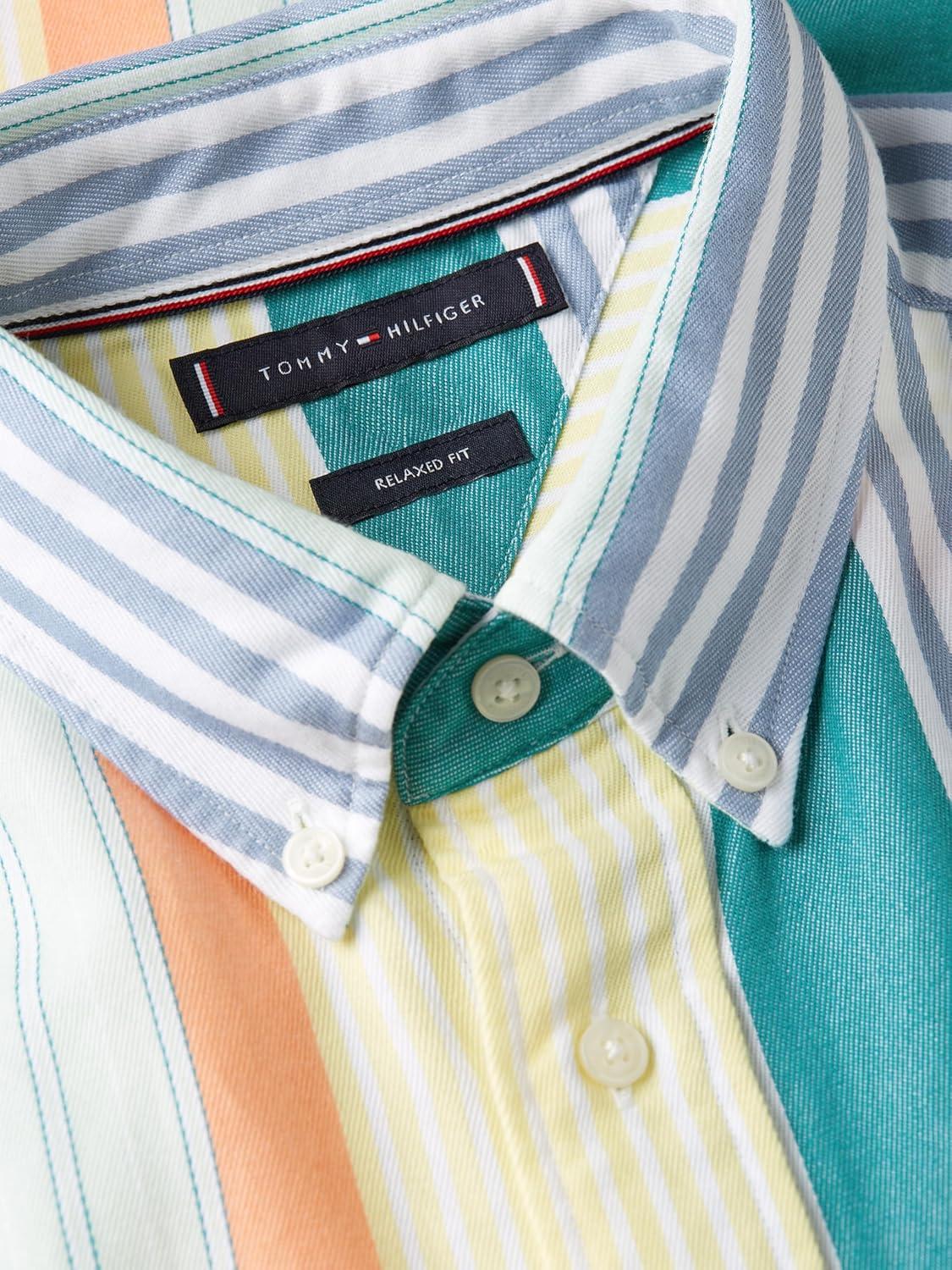 imageTommy Hilfiger Mens Long Sleeve Oxford Shirts in Regular Fit Mens Button Down Shirts Also Available in Big and TallCitronella Multi Stripe
