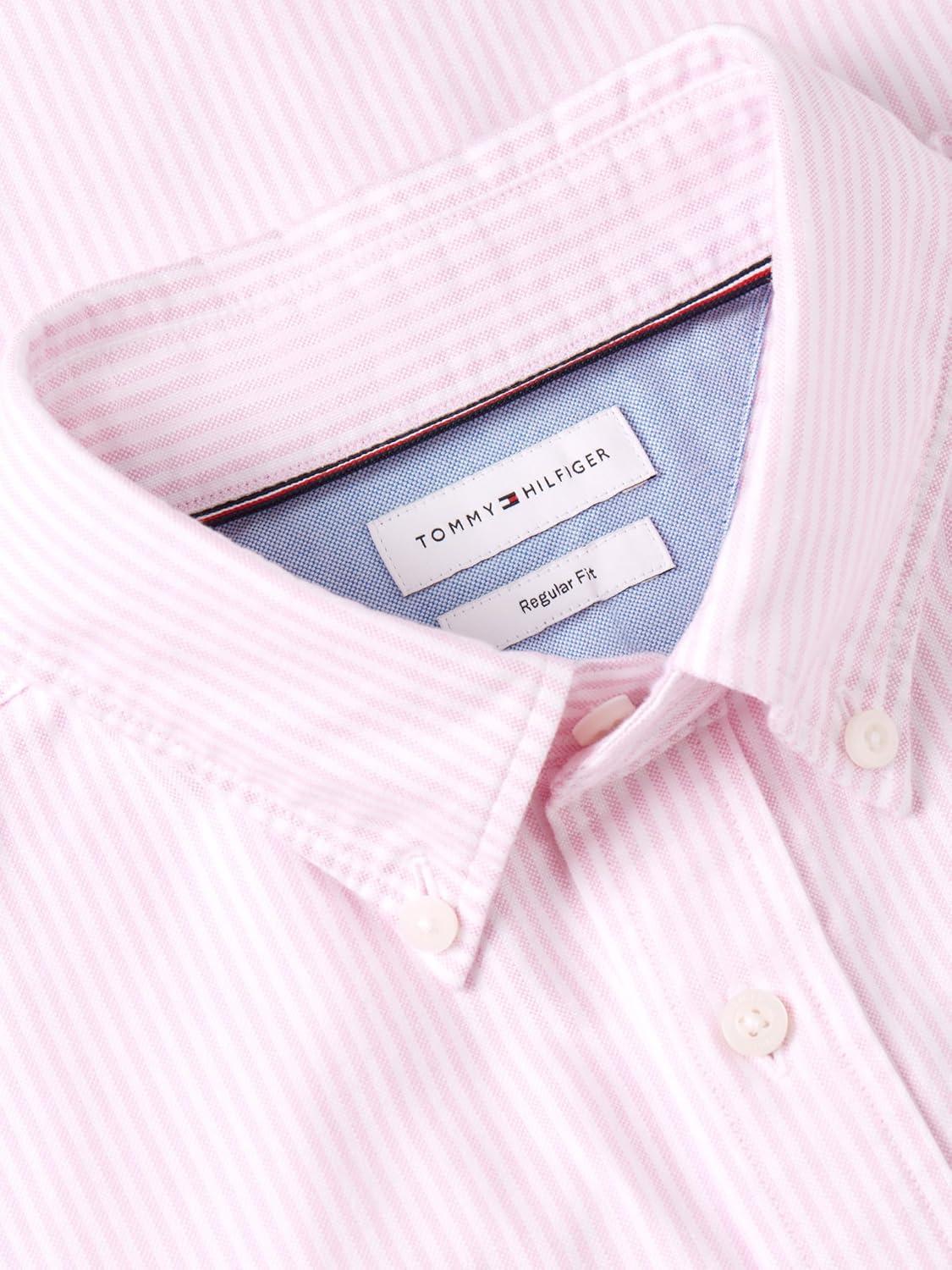 imageTommy Hilfiger Mens Long Sleeve Oxford Shirts in Regular Fit Mens Button Down Shirts Also Available in Big and TallRose Petal White