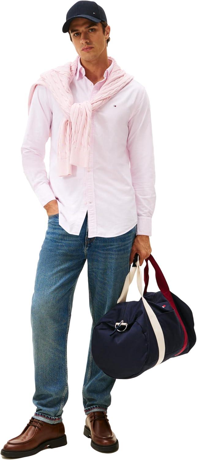 imageTommy Hilfiger Mens Long Sleeve Oxford Shirts in Regular Fit Mens Button Down Shirts Also Available in Big and TallRose Petal White
