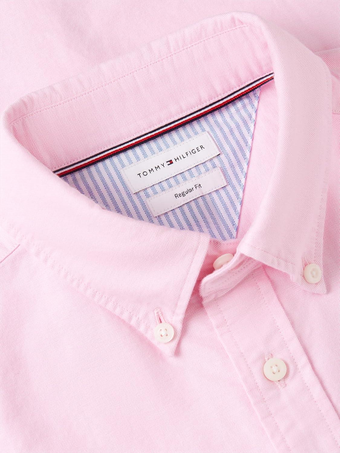 imageTommy Hilfiger Mens Long Sleeve Oxford Shirts in Regular Fit Mens Button Down Shirts Also Available in Big and TallRose Petal