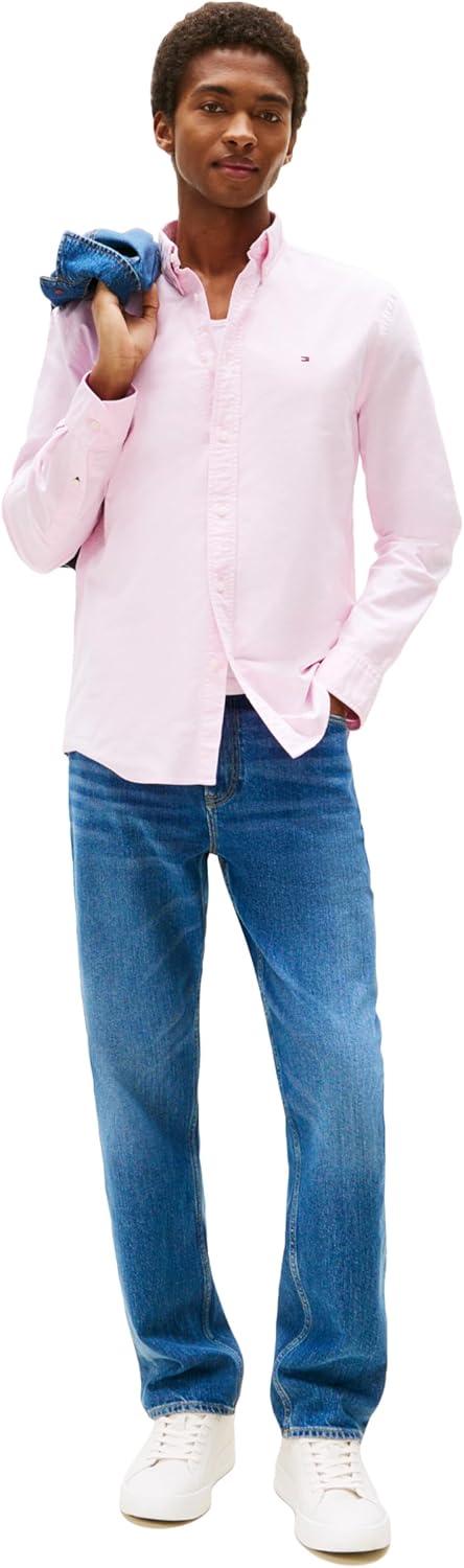 imageTommy Hilfiger Mens Long Sleeve Oxford Shirts in Regular Fit Mens Button Down Shirts Also Available in Big and TallRose Petal