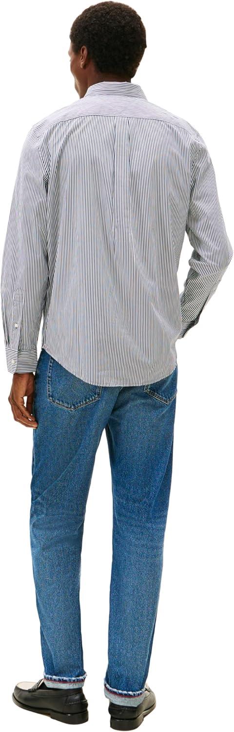 imageTommy Hilfiger Mens Long Sleeve Poplin Shirts in Regular Fit Mens Button Down Shirts Also Available in Big and TallBlack White