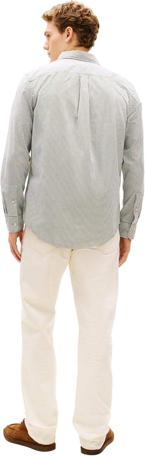 imageTommy Hilfiger Mens Long Sleeve Poplin Shirts in Regular Fit Mens Button Down Shirts Also Available in Big and TallMountain Pine Stripe