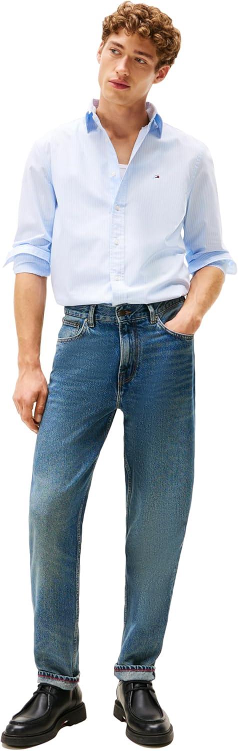 imageTommy Hilfiger Mens Long Sleeve Poplin Shirts in Regular Fit Mens Button Down Shirts Also Available in Big and TallSweet Blue White