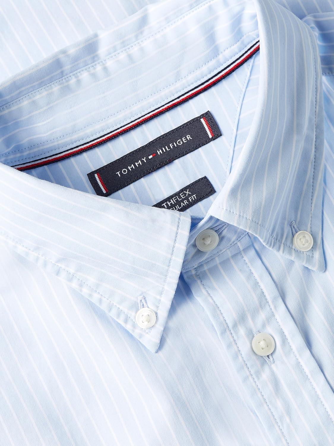 imageTommy Hilfiger Mens Long Sleeve Poplin Shirts in Regular Fit Mens Button Down Shirts Also Available in Big and TallSweet Blue White