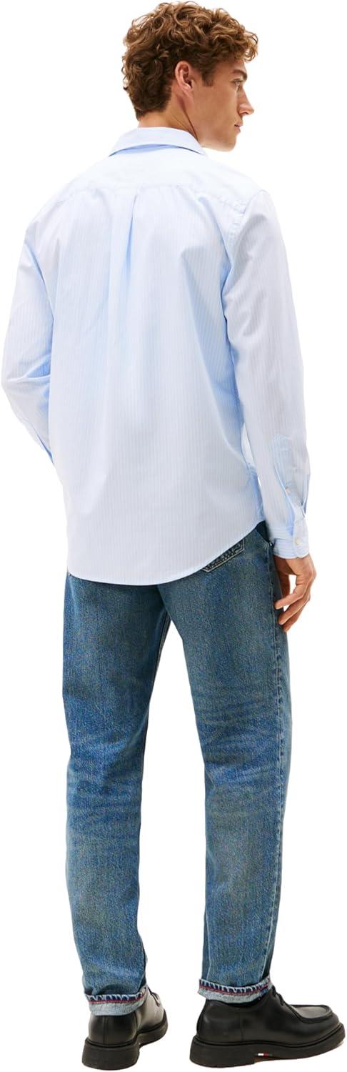 imageTommy Hilfiger Mens Long Sleeve Poplin Shirts in Regular Fit Mens Button Down Shirts Also Available in Big and TallSweet Blue White
