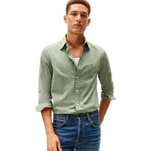 Tommy Hilfiger Mens Long Sleeve Poplin Shirts in Regular Fit, Men’s Button Down Shirts, Also Available in Big and Tall(Mountain Pine / White)