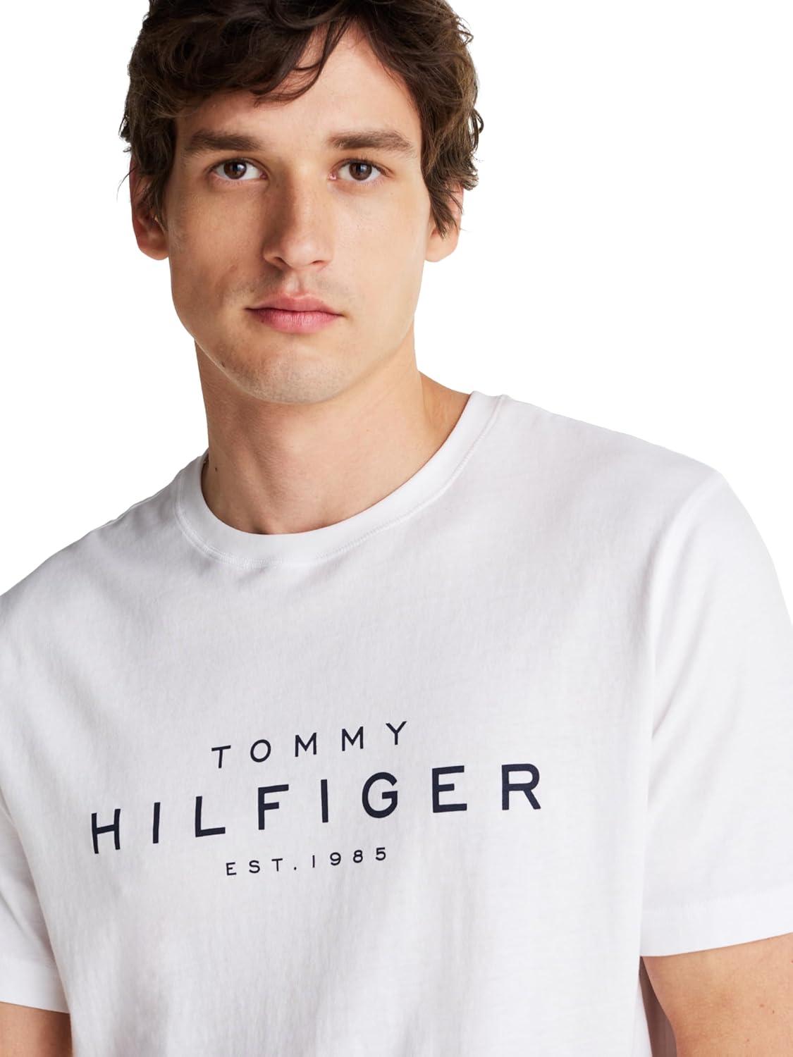 imageTommy Hilfiger Mens Short Sleeve Cotton Graphic TShirt with Printed Logo Also Available in Big amp TallWhite