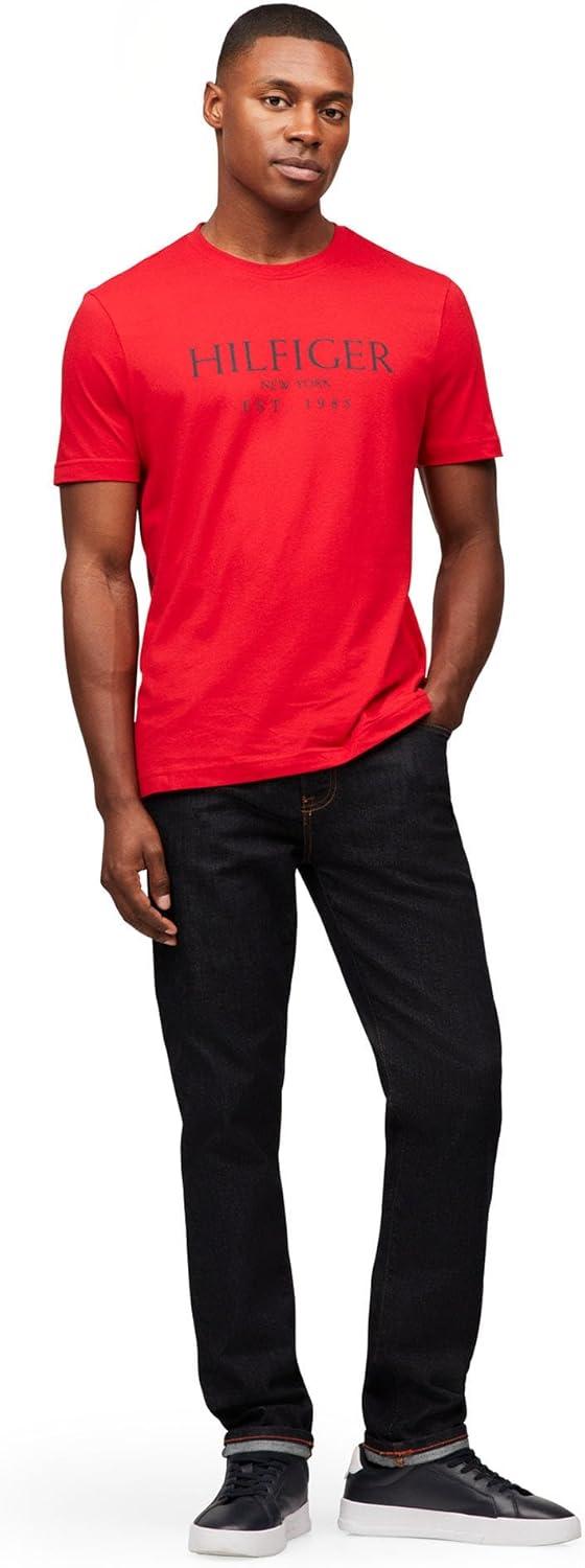 imageTommy Hilfiger Mens Short Sleeve Cotton Graphic TShirts with Logo Also Available in Big amp TallPrimary Red