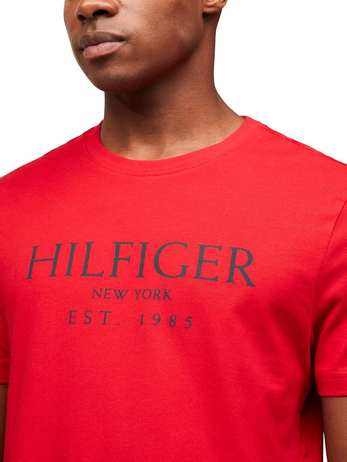 imageTommy Hilfiger Mens Short Sleeve Cotton Graphic TShirts with Logo Also Available in Big amp TallPrimary Red