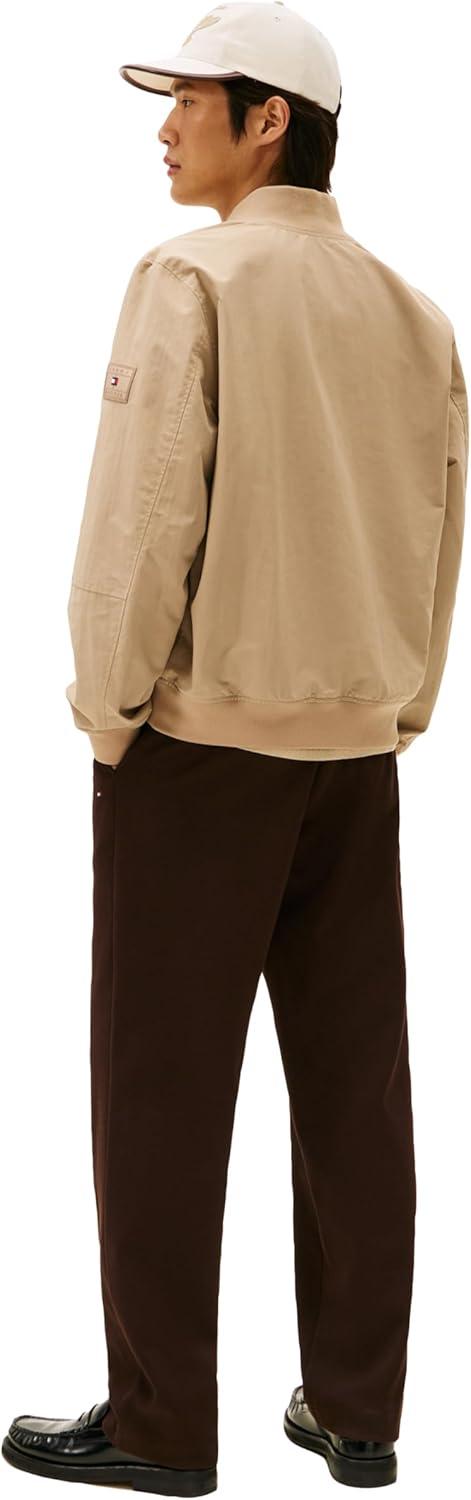 imageTommy Hilfiger mens Lightweight Waterproof Bomber Jacket With Embroidered Logo DetailCoastal Taupe