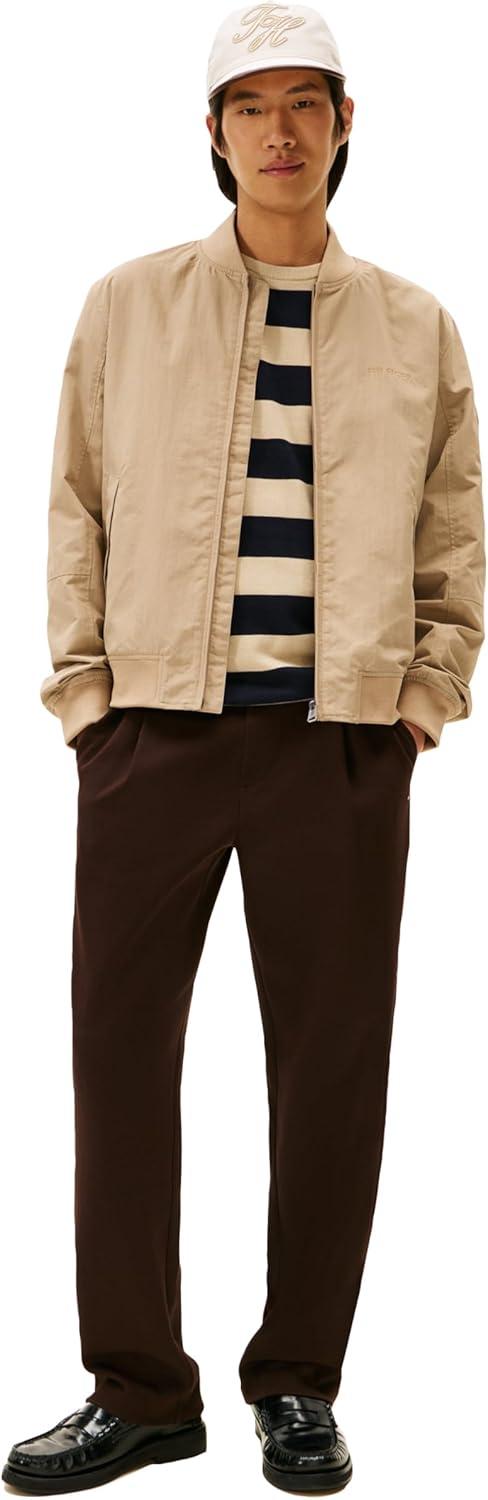 imageTommy Hilfiger mens Lightweight Waterproof Bomber Jacket With Embroidered Logo DetailCoastal Taupe