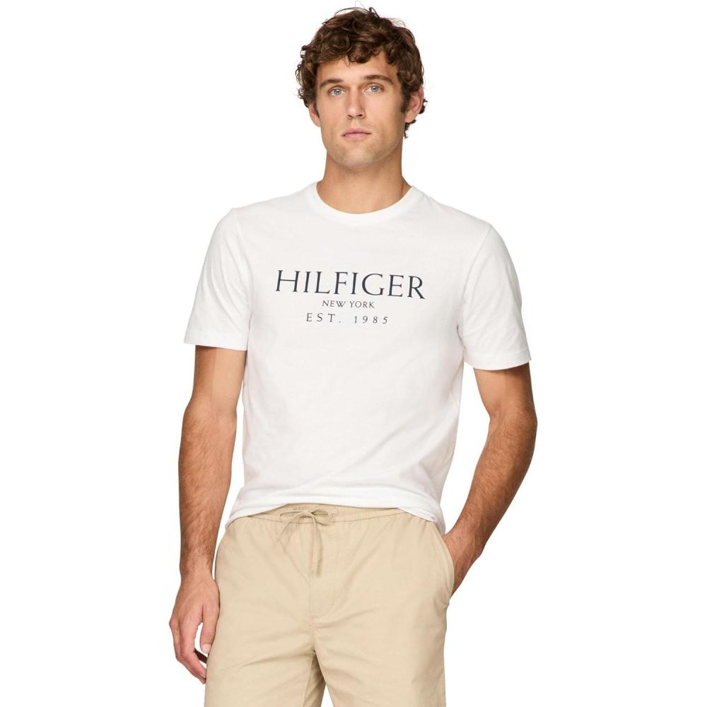 imageTommy Hilfiger Mens Short Sleeve Cotton Graphic TShirts with Logo Also Available in Big amp TallWhite