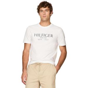 Tommy Hilfiger Mens Short Sleeve Cotton Graphic T-Shirts with Logo, Also Available in Big & Tall(White)