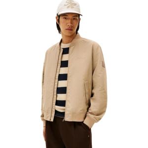Tommy Hilfiger mens Lightweight Waterproof Bomber Jacket With Embroidered Logo Detail(Coastal Taupe)