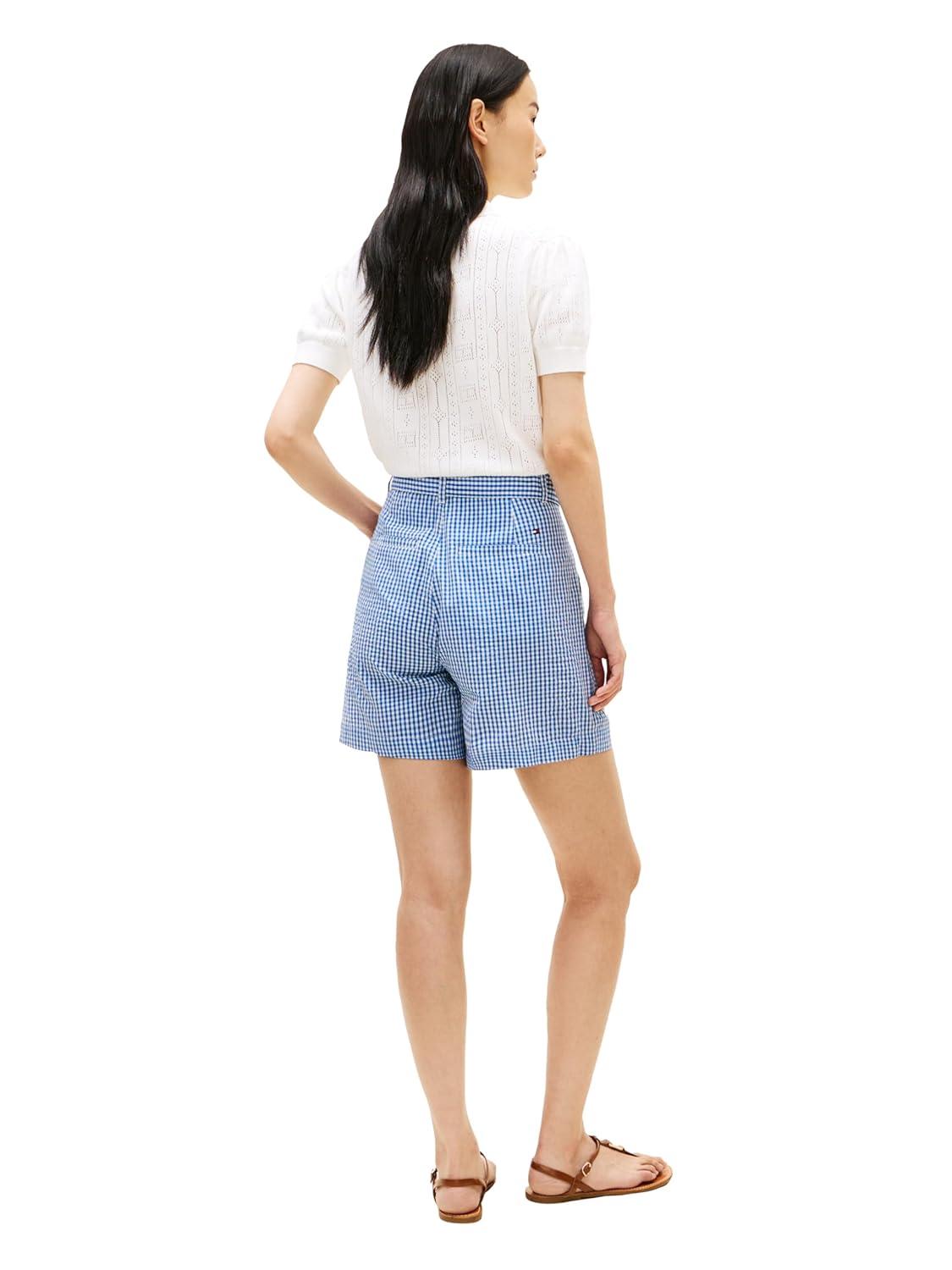 imageTommy Hilfiger Womens Gingham Woven Belted Shorts
