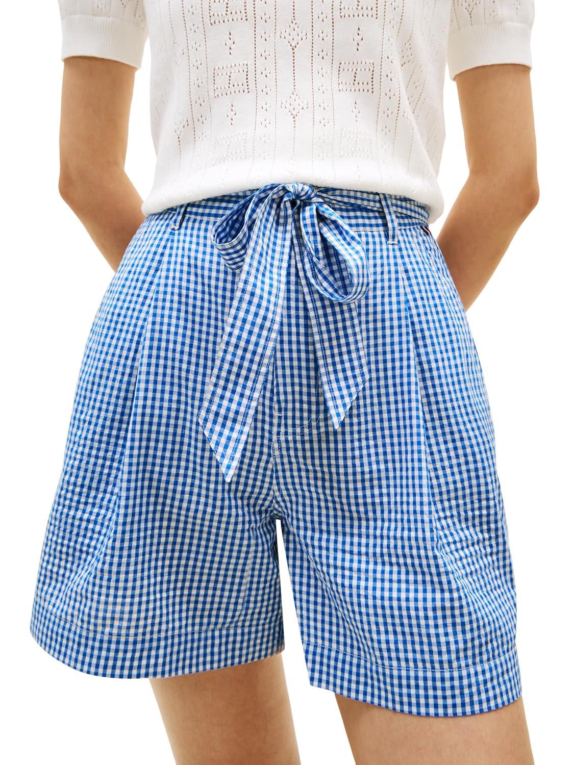 imageTommy Hilfiger Womens Gingham Woven Belted Shorts