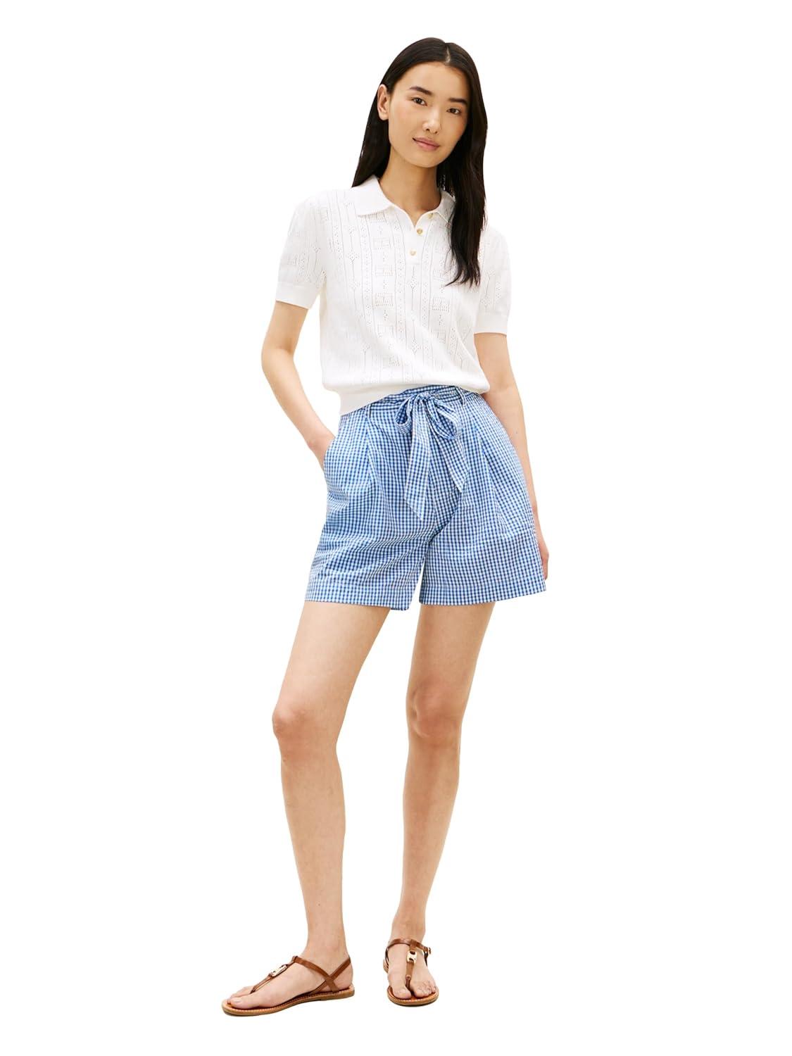 imageTommy Hilfiger Womens Gingham Woven Belted Shorts