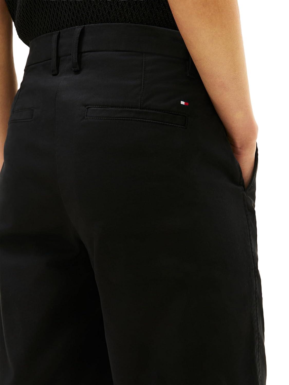 imageTommy Hilfiger Womens Mid Rise 9 Chino Shorts with Stretch Bermuda ShortsBlack