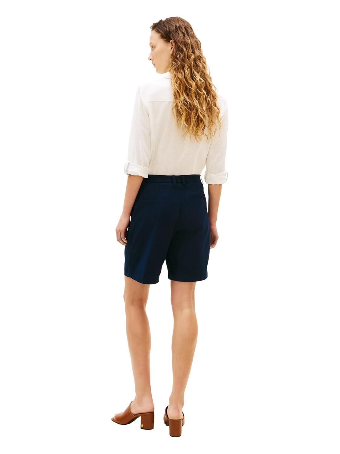 imageTommy Hilfiger Womens Mid Rise 9 Chino Shorts with Stretch Bermuda ShortsDark Night Navy