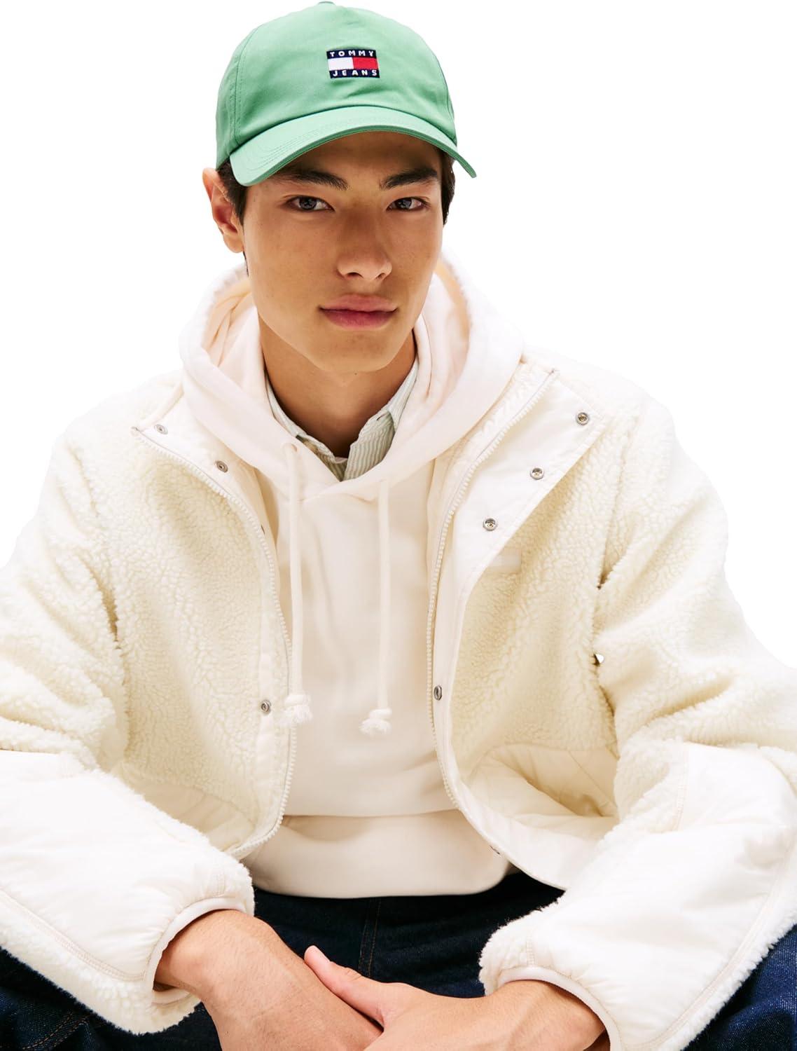 imageTommy Jeans Mens Tommy Jeans Hats for Men Cotton Logo Adjustable Baseball CapCloudy Jade