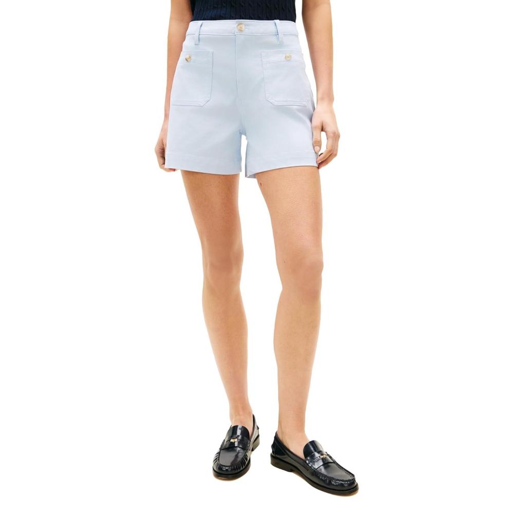 imageTommy Hilfiger Womens 35 Chino Shorts High Waisted with Stretch and PocketsBreezy Blue