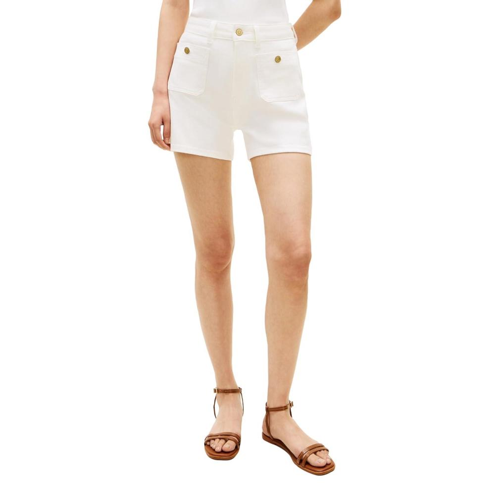 imageTommy Hilfiger Womens High Rise Denim Shorts with Stretch and PocketsOptic White