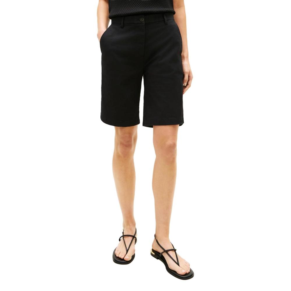 imageTommy Hilfiger Womens Mid Rise 9 Chino Shorts with Stretch Bermuda ShortsBlack