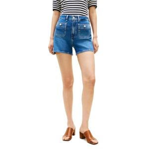Tommy Hilfiger Womens High Rise Denim Shorts with Stretch and Pockets(Mid Blue)