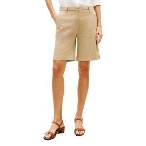 Tommy Hilfiger Womens Mid Rise 9″ Chino Shorts with Stretch Bermuda Shorts(Beige)