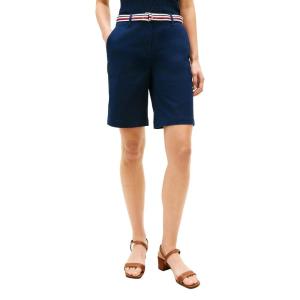 Tommy Hilfiger Womens Mid Rise 9″ Chino Shorts with Stretch Bermuda Shorts(Dark Night Navy/Rwb)