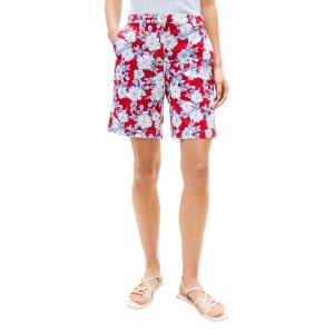 Tommy Hilfiger Womens Mid Rise 9″ Chino Shorts with Stretch Bermuda Shorts(Dense Hibiscus / Primary Red)